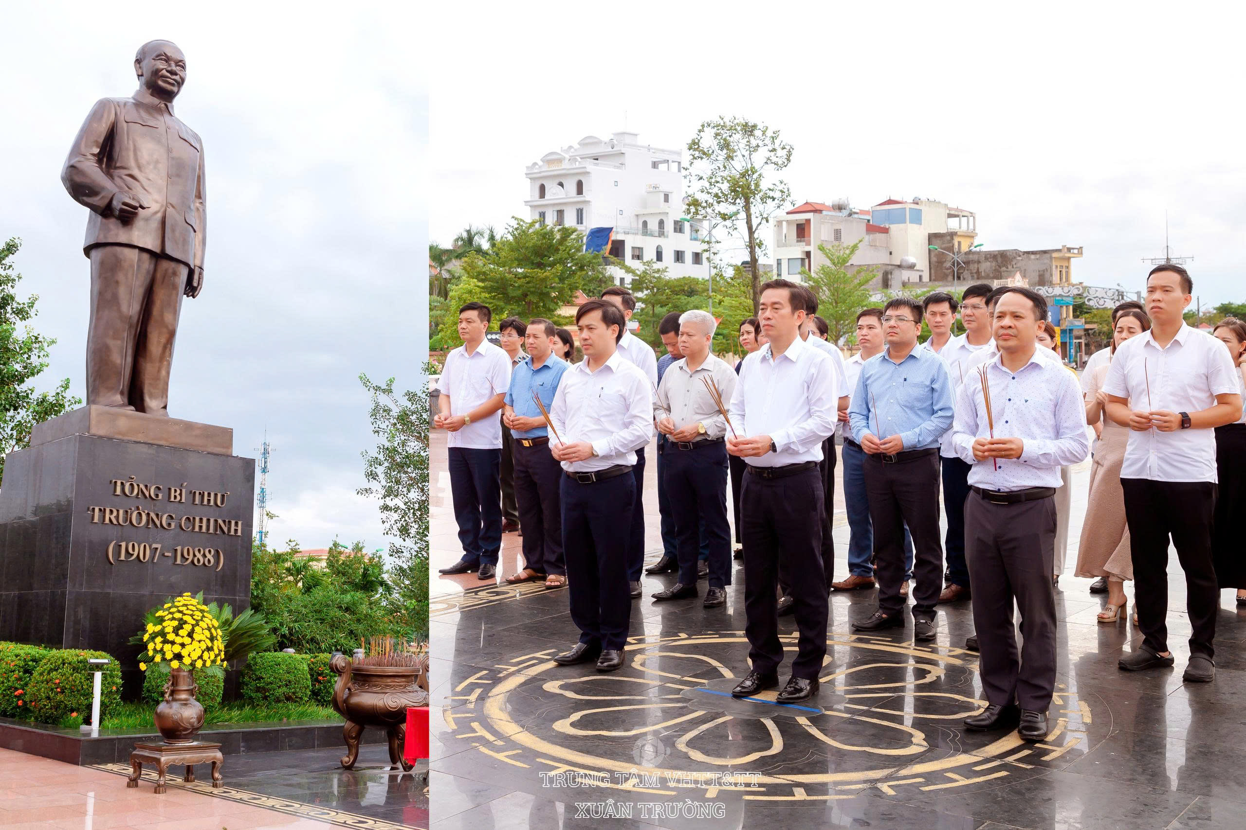 Các đồng chí Lãnh đạo xã Xuân Trường dâng hương Chủ tịch Hồ Chí Minh, Tổng Bí thư Trường Chinh và các anh hùng Liệt sĩ kỷ niệm 80 năm cách mạng tháng Tám và Quốc khánh 2/9